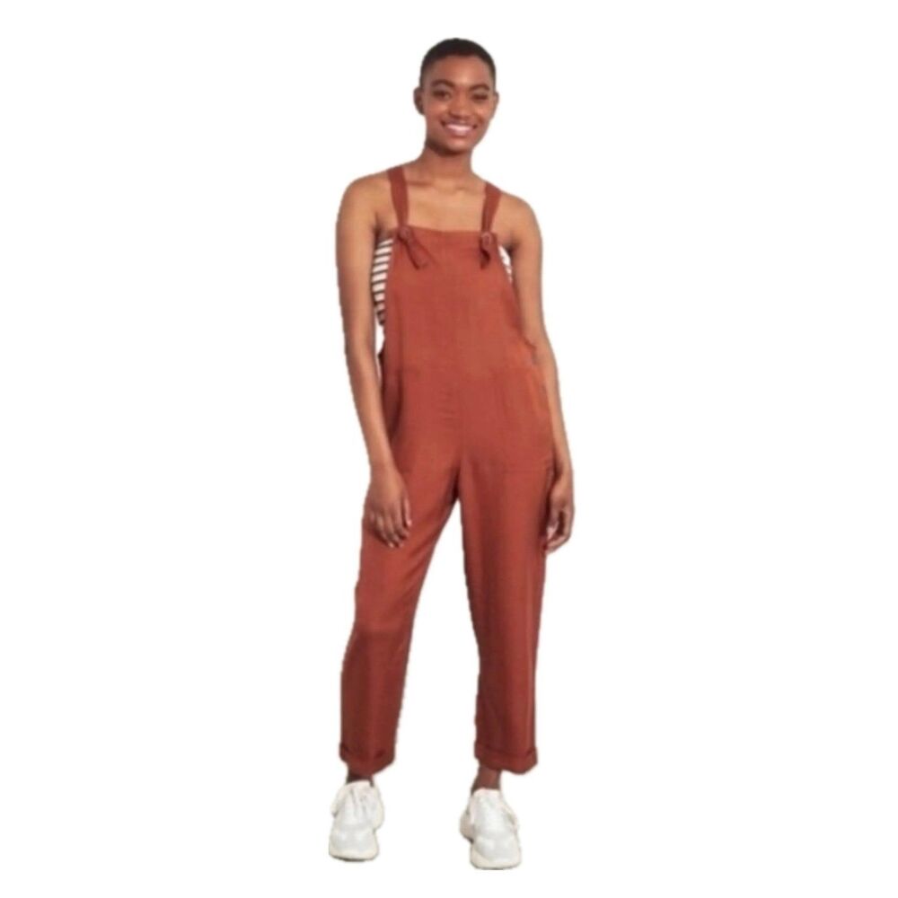 Hollister Women's Terracotta Rust Relaxed Fit Slouchy Overalls Dungaree XS